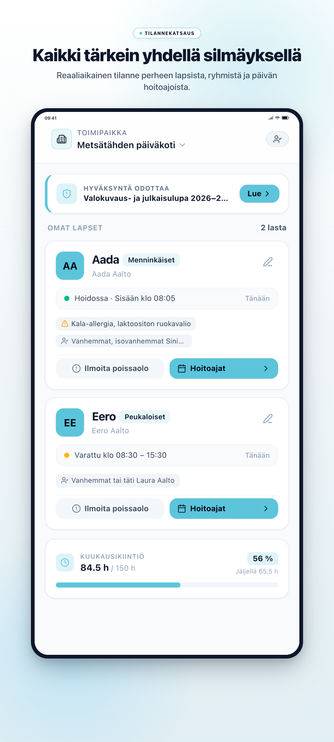 Kiikkula App vanhempainsovellus puhelimessa