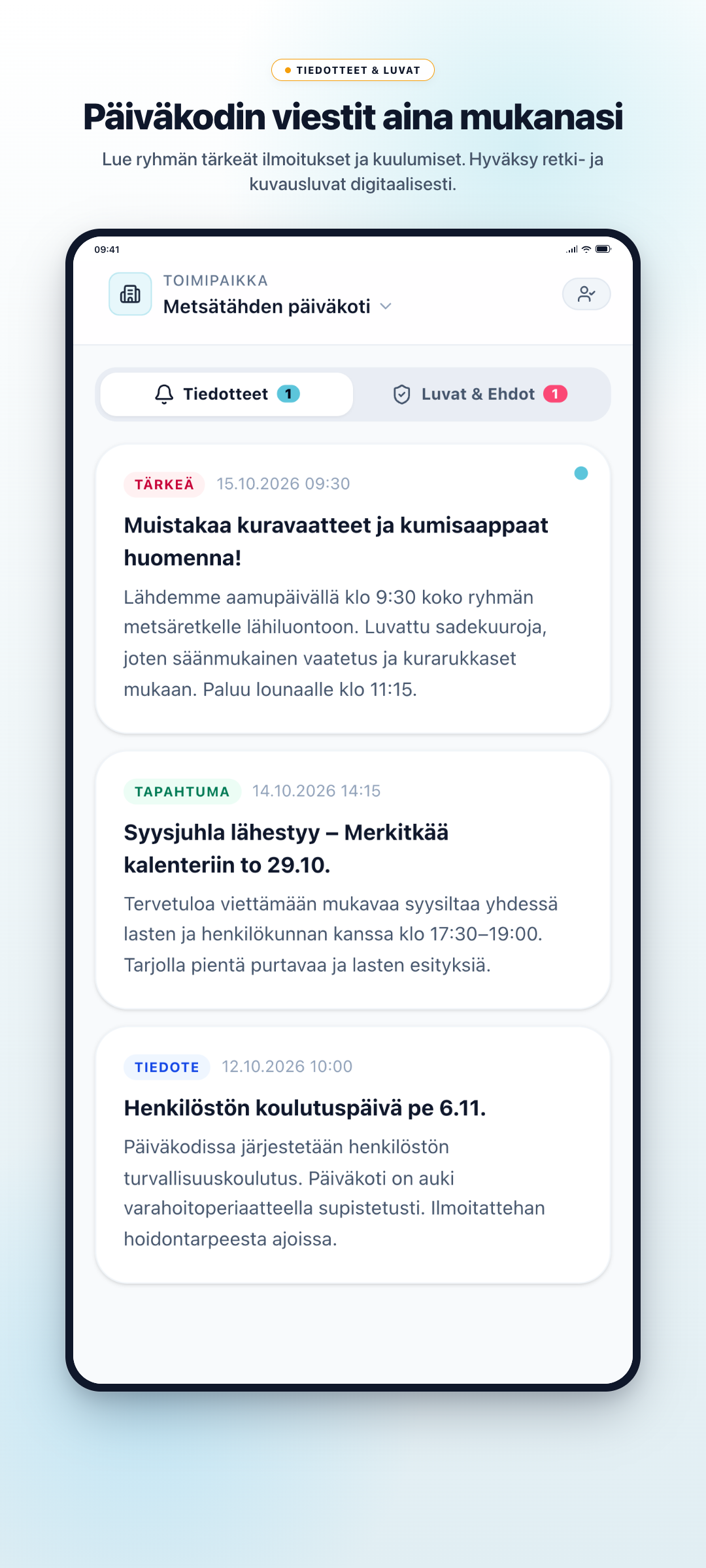 Päiväkodin tiedotteet