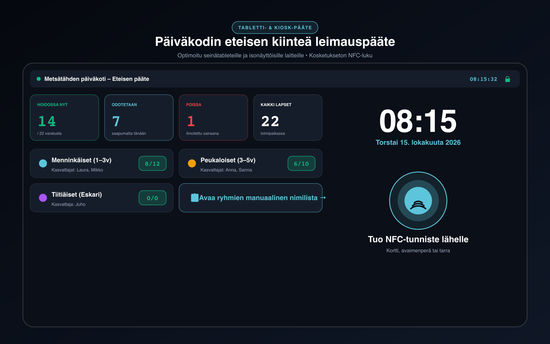 Kiikkula Tag NFC-leimaus tabletilla